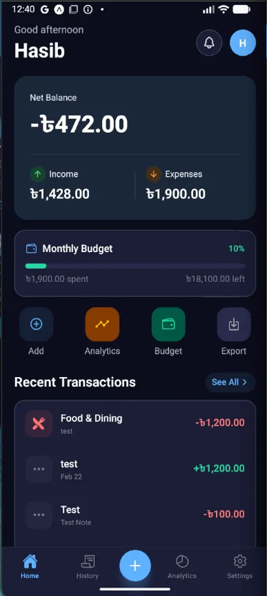 BudgetFlow — screen 1